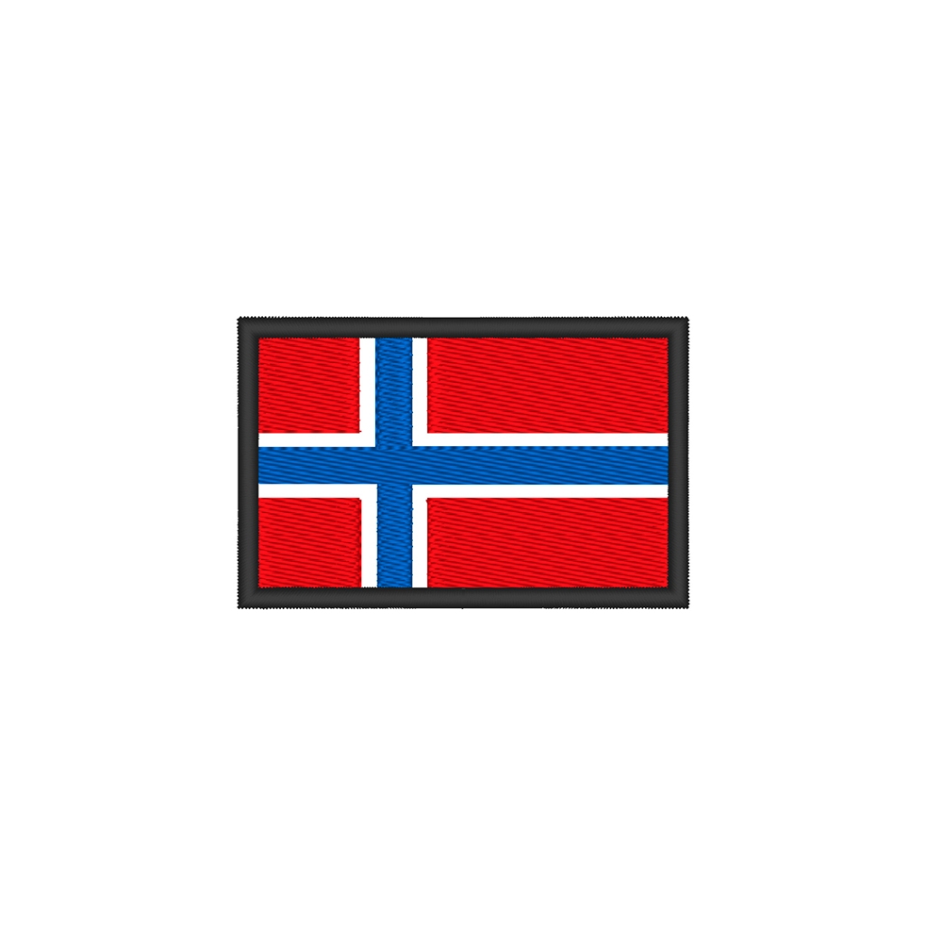 Patch Bordado Bandeira Noruega com borda preta, carrapicho ou velcro
