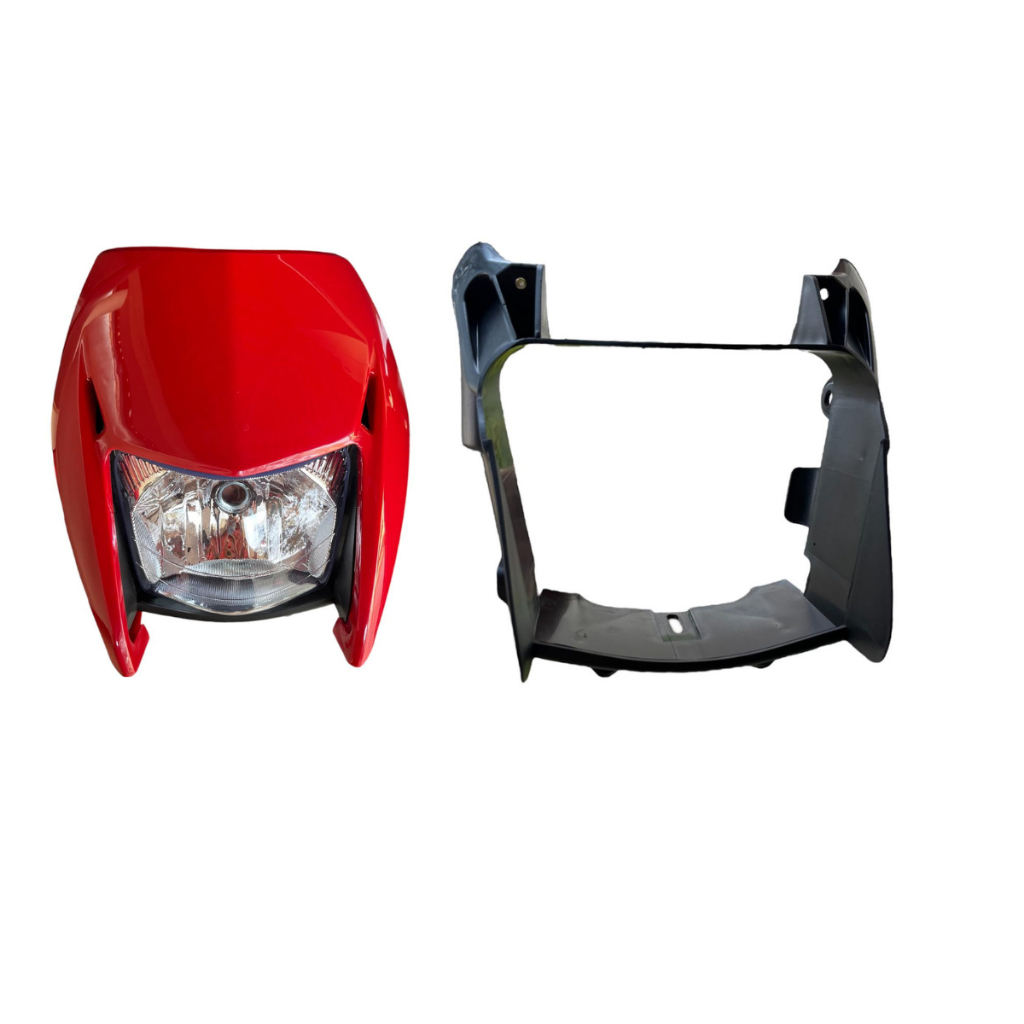 Carenagem Farol + Bloco Optico H4 + Carcaça Interna Moto Nxr Bros 150 Vermelho Clívia 2011 2012