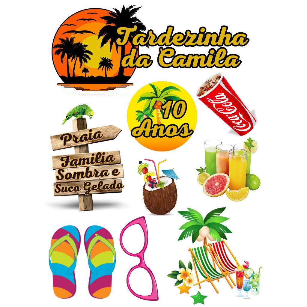 Topo de Bolo TARDEZINHA (Menina) Personalizados para Aniversários ,festas....... em Oferta na Shopee