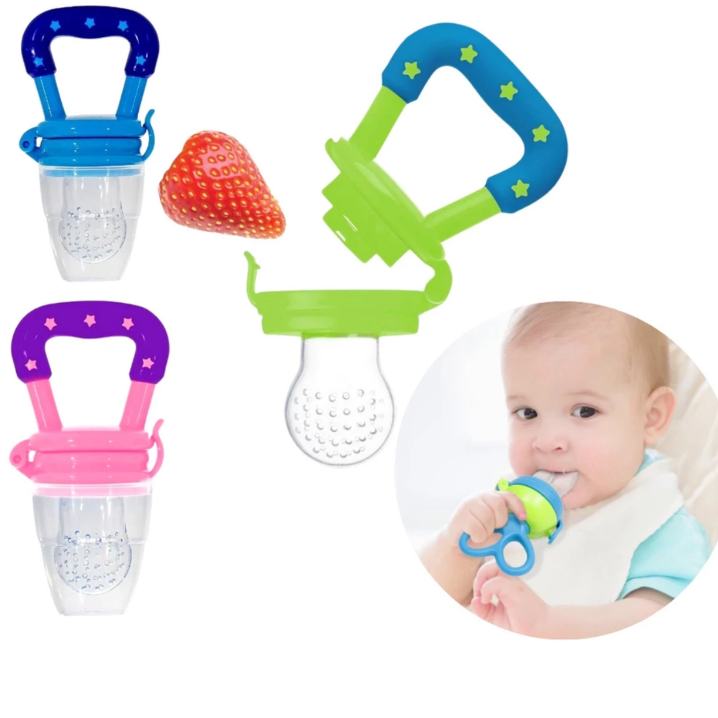 chupeta Alimentadora Bebe Para Frutas Com Tampa Higiênica Prática Com Bico De Mamadeira Macio