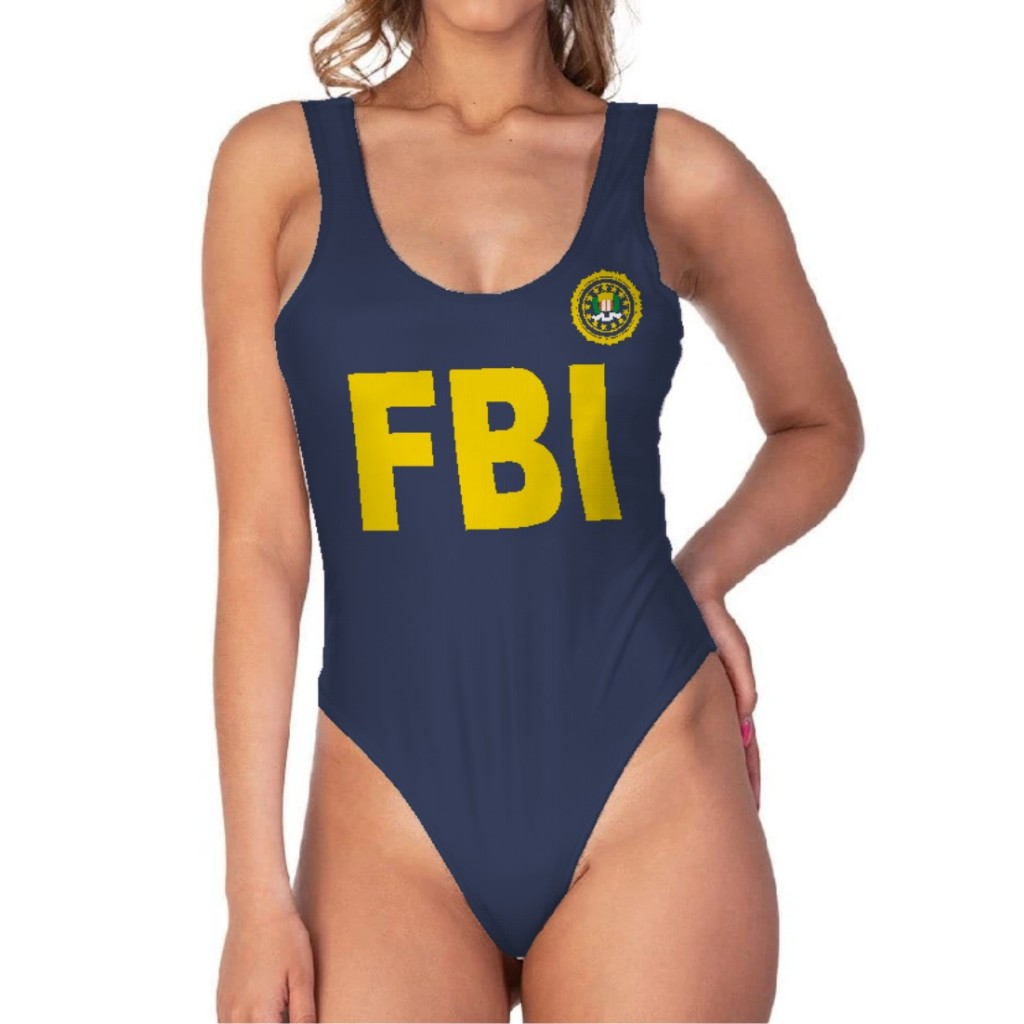 Body FBI Fantasia Carnaval Regata Feminino Xerife Policia Americana Azul Marinho