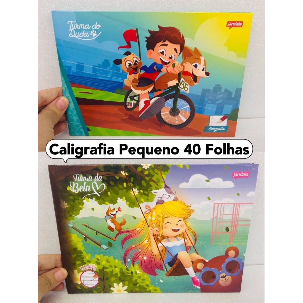 Caderno Caligrafia Pequeno 1/4 com 40 Folhas Menina Menino Bela Duda Capa Dura Jandaia Unidade em Oferta na Shopee