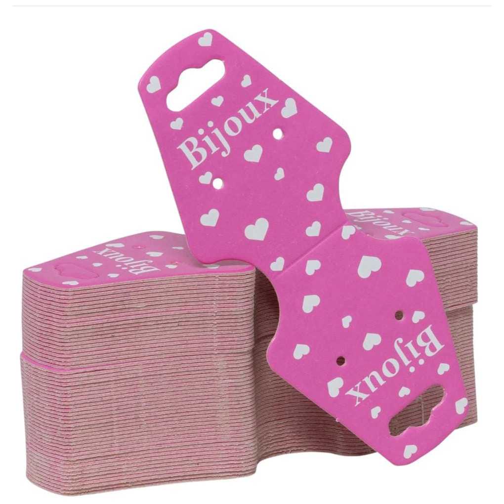Cartela Gravatinha Pink Coração - Tag Cartela Para Corrente, Pulseira/brinco Gravatinha