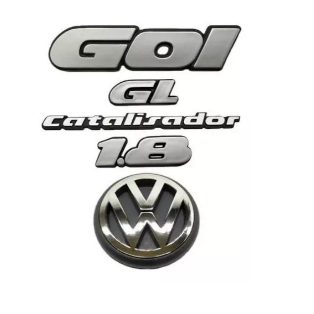 kit 5 Peças Emblemas Gol Gl 1.8 Catalisador + Mala - Quadrado 1991 À 95
