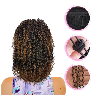 Cabelo Aplique Rabo De Cavalo Coque Afro Cacheado Fibra Orgânica Curto 35cm em Oferta na Shopee