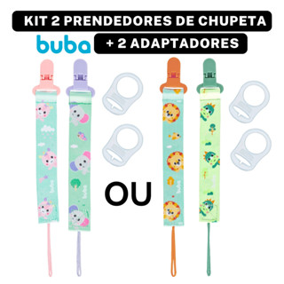 Kit 2 Prendedor de Chupeta Mam Menino Menina Buba com Adaptador de Silicone
