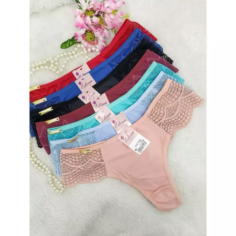 Kit 10 Calcinhas Tanga Fio Microfibra Renda Lateral Conforto e Sensualidade Dia a Dia e Sexy