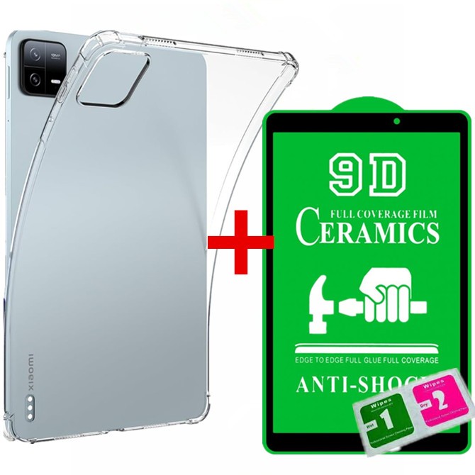 Capa Capinha Transparente TPU Anti Shock +Película Cerâmica Fosca Para Tablets Samsung A9/A9 Plus/A7/A7 Lite/S6 Lite/S7