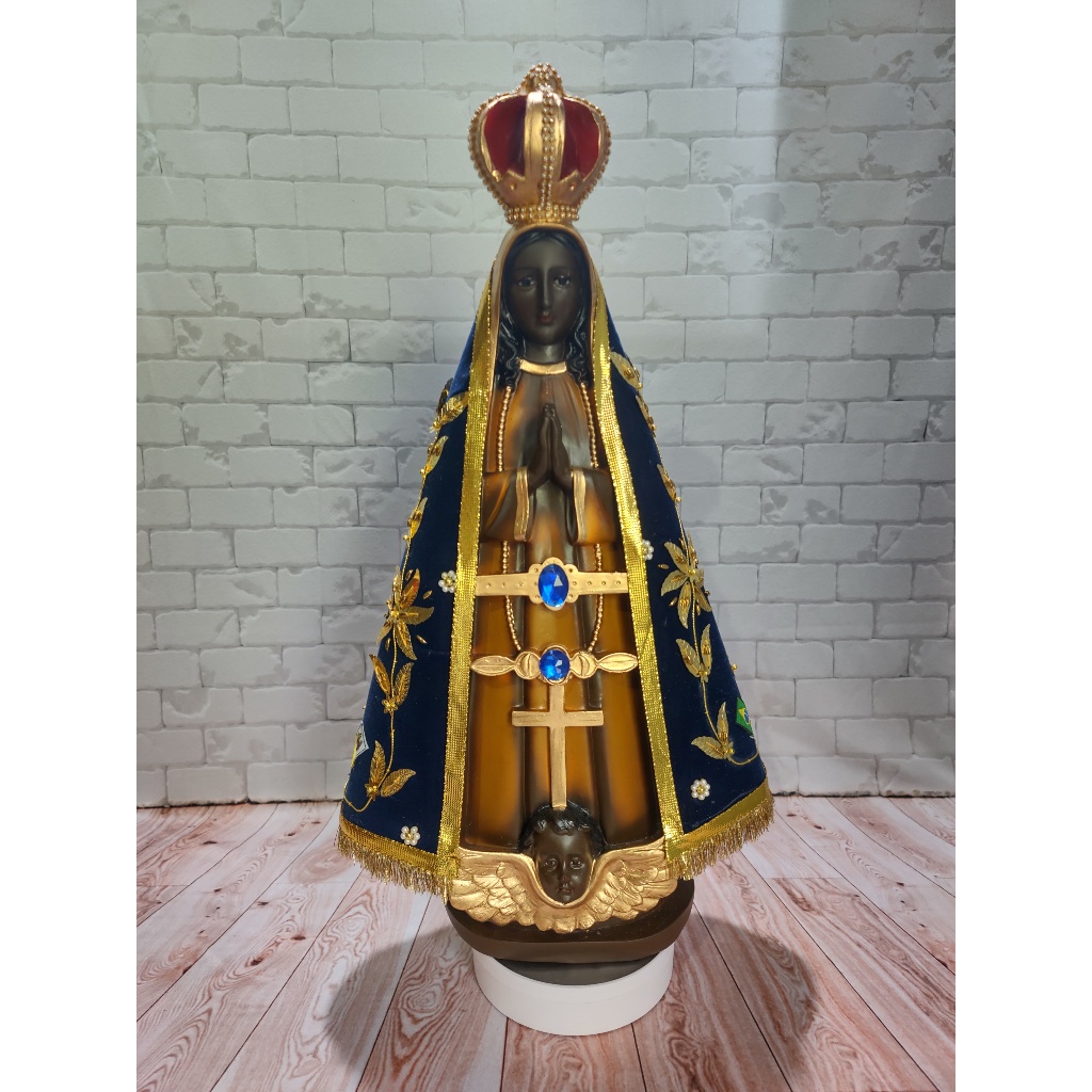 Nossa Senhora Aparecida Imagem 3D Em Gesso manto em veludo