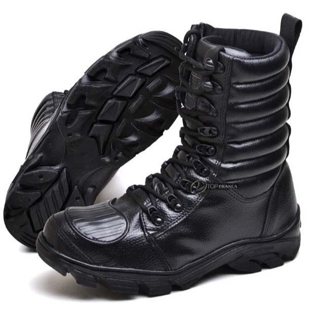 Bota Coturno Militar Motociclista Tática Fulgore Preta Com Zíper Saque Rápido