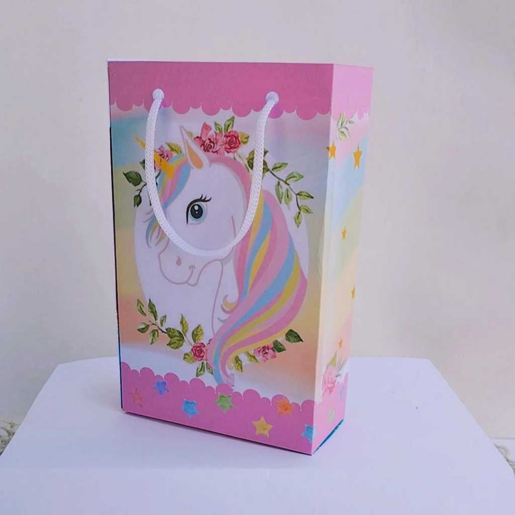 Kit Sacolinha Surpresa Infantil Personalizado UNICORNIO Lembrancinha Aniversário PEGUE E MONTE