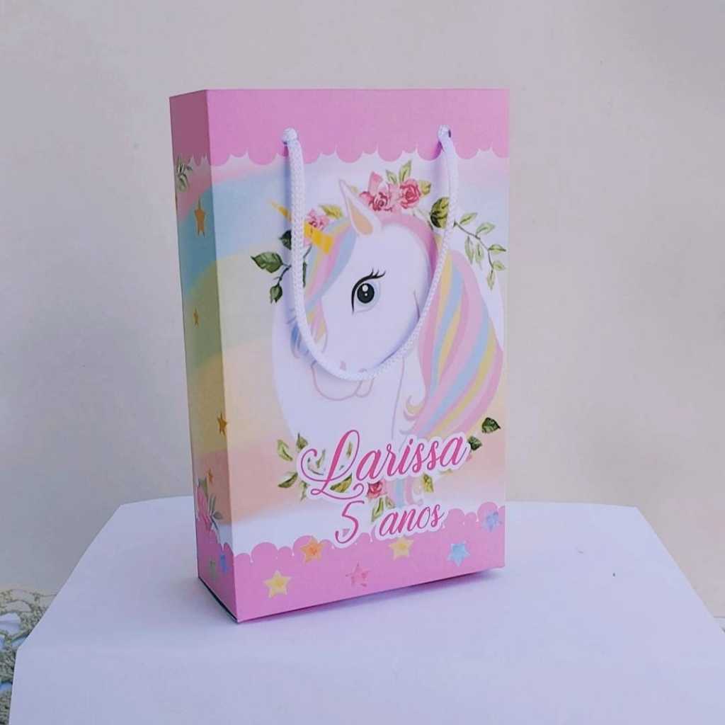 Kit Sacolinha P Surpresa Festa Infantil Personalizado UNICORNIO menina Lembrancinhas Aniversário | PEGUE E MONTE