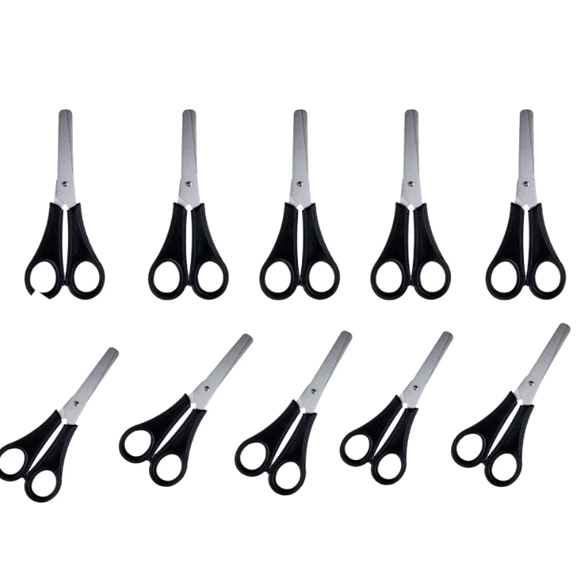 Tesoura Escolar Sem Ponta Black Inox 130Mm Leoeleo