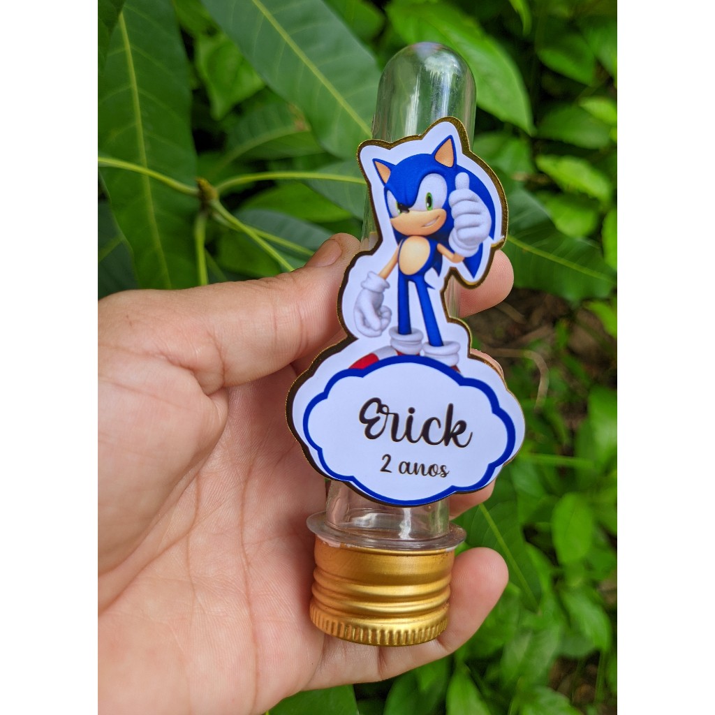 Aplique 3D para Tubete Sonic |  Aniversário | Festa Infantil | Lembrancinhas Personalizadas