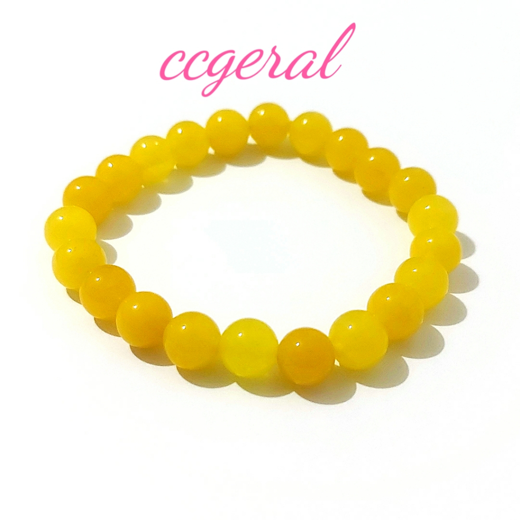 Pulseira De Pedras Naturais Bolinha Ágata Amarela em Oferta na Shopee