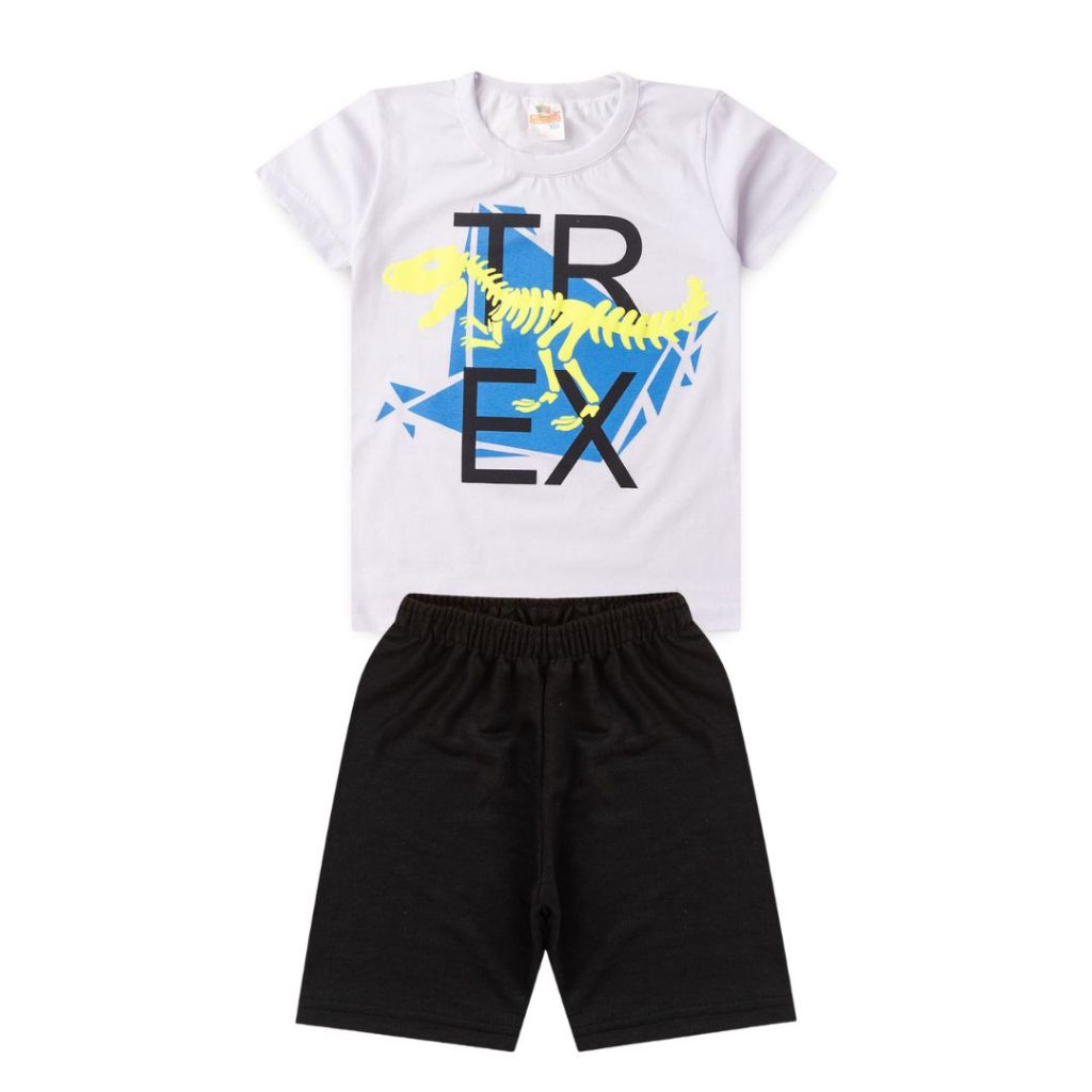 Conjunto Infantil Verão Masculino T-rex Tamanho 2 ao 14 anos