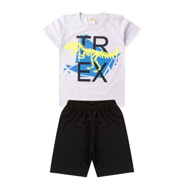 Conjunto Infantil Verão Masculino T-rex Tamanho 2 ao 14 anos