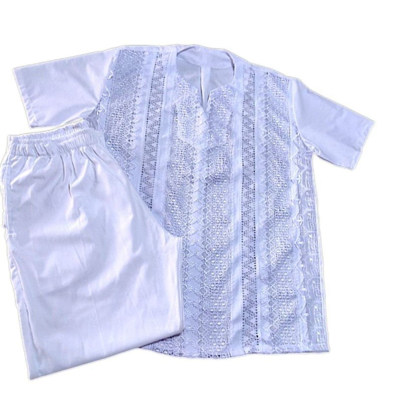 Conjunto masculino entremeios umbanda e candomblé em Oferta na Shopee