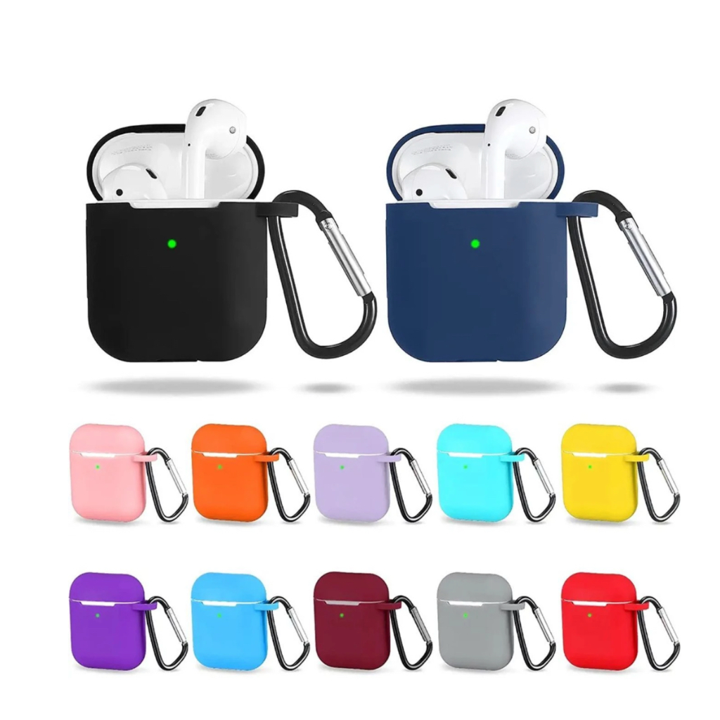 Capa AirPods 1 E 2 i11, i12, i7, i8, i9 TWS +MOSQUETÃO Capinha Silicone Para App