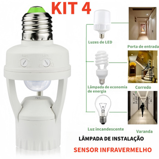 KIT Sensor De Presença Com Fotocélula Para Lâmpada Soquete em Oferta na Shopee