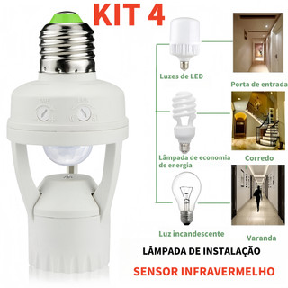 KIT Sensor De Presença Com Fotocélula Para Lâmpada Soquete