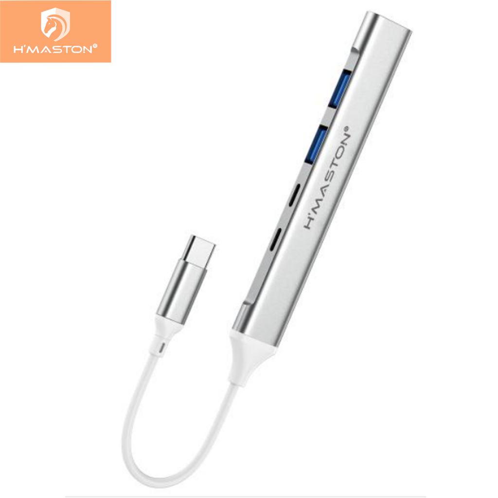 H'maston ZHQ-22 BT Tipo C Hub Adaptador 5 Em 1 USB Com USB3 .0