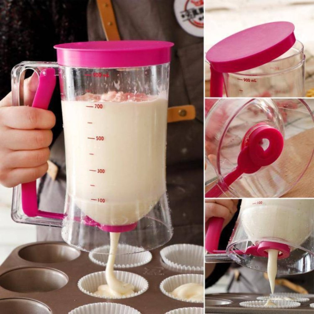 Copo Dispenser Medidor de Massas para Cupcakes e Panquecas 900ml Panquequeira 22cm