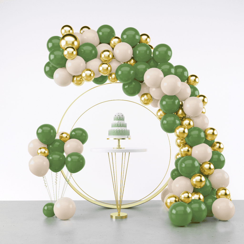 Kit 125 Balões Verde Militar + Marfim + Dourado + Fita Arco - Balão Bexiga Liso/Cromado Para Festas e Aniversários em Oferta na Shopee