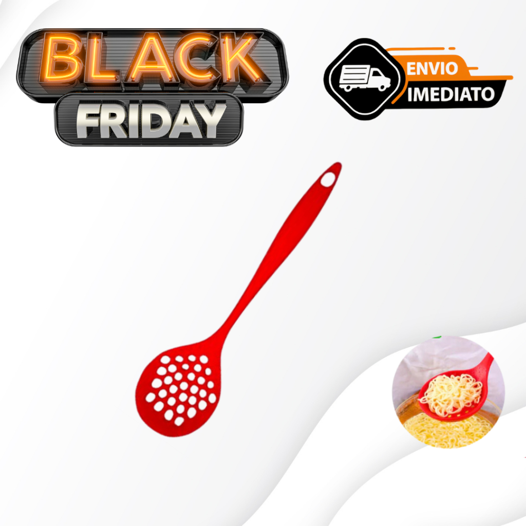 Escumadeira Vermelha De Silicone Grande