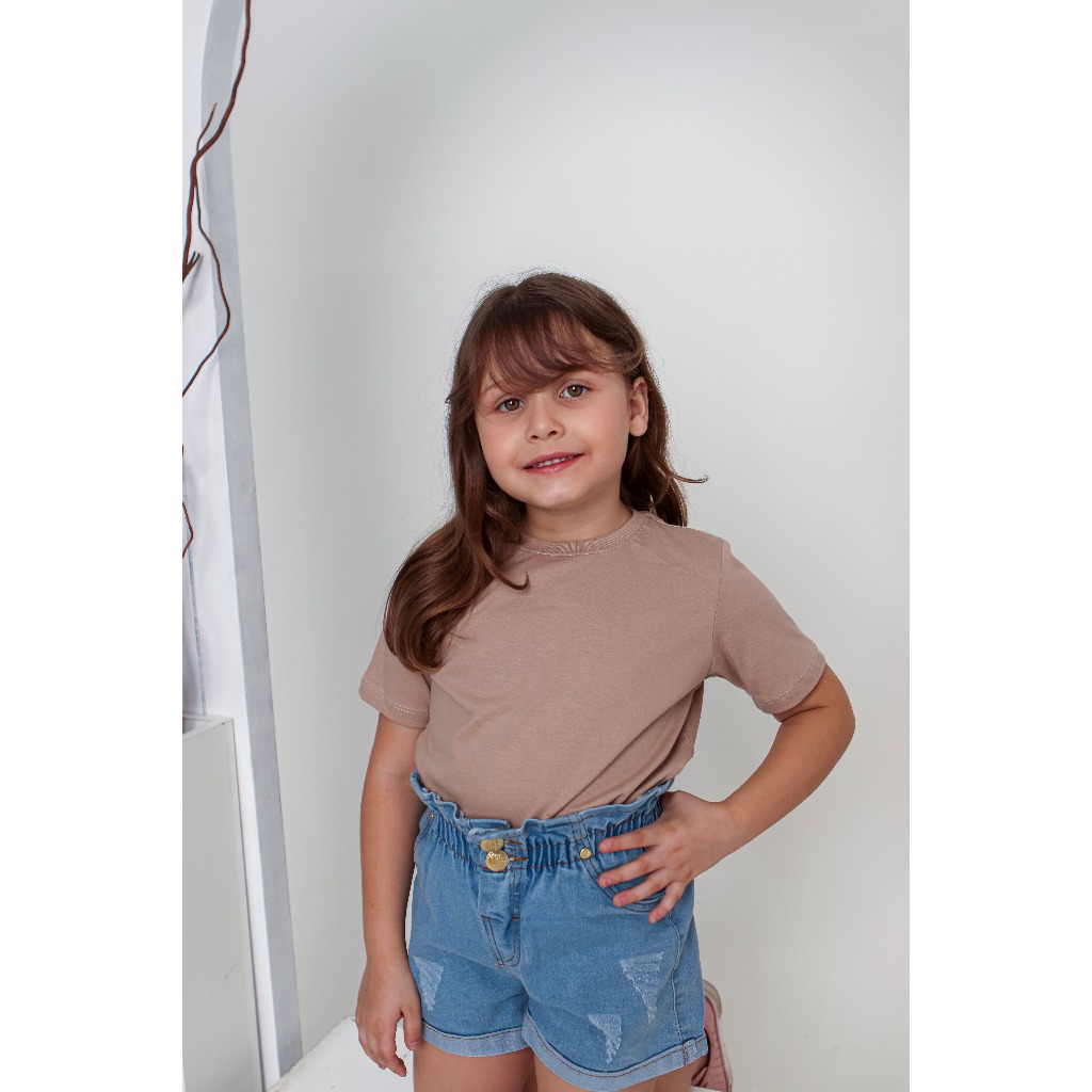 Camiseta Blusa Básica Infantil 100% Algodão Gola Redonda