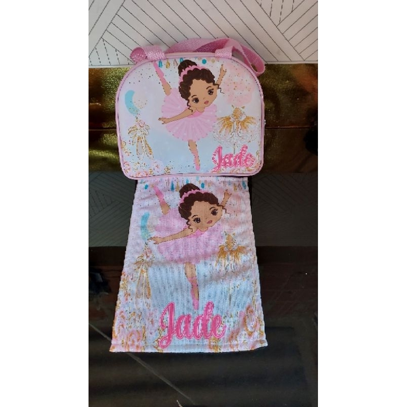 Bolsa ballet infantil c/toalhinha pequena ( ROSA CLARO)