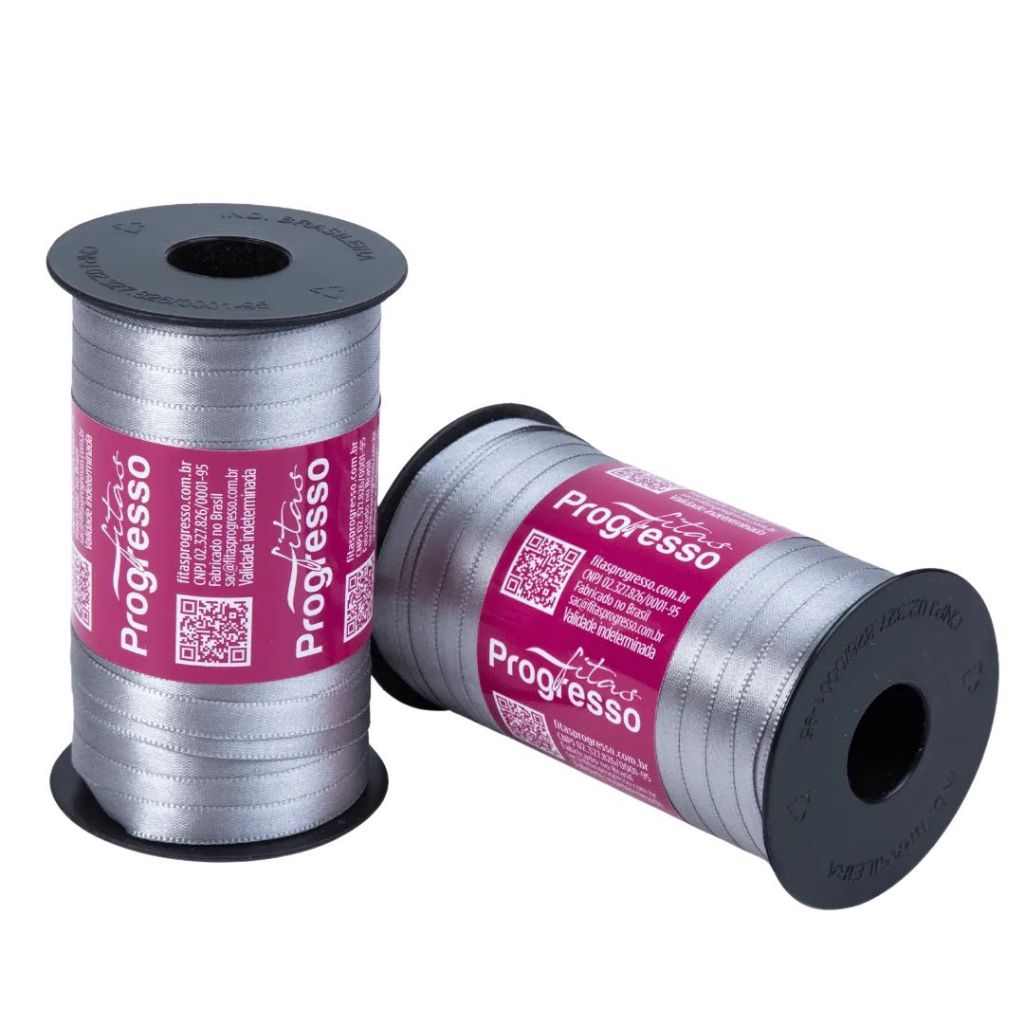 1~4 Fita de Cetim  Cinza 100 Metros 7Mm - Cód-1222 - Stationery