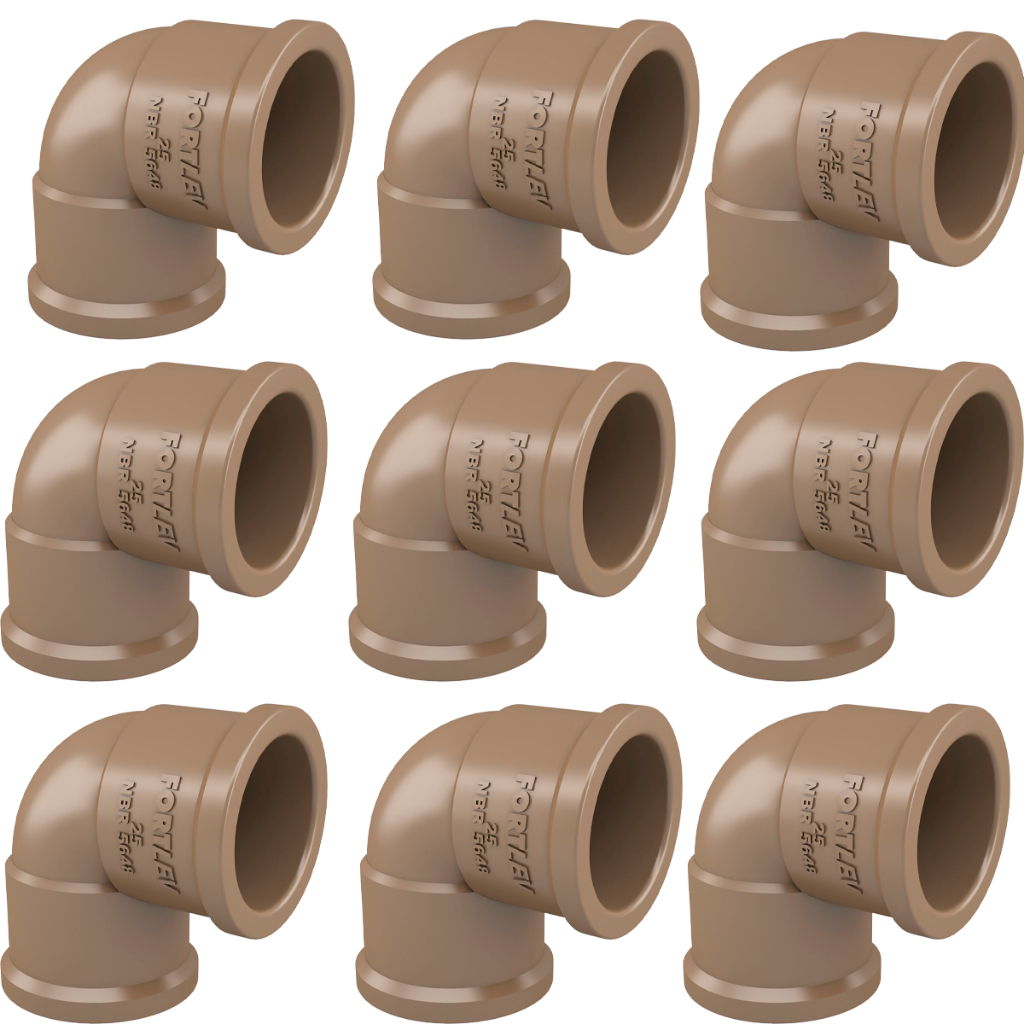 Pacote 30 unid Joelho PVC 90° Soldável com Rosca 25mm x 3/4" Fortlev