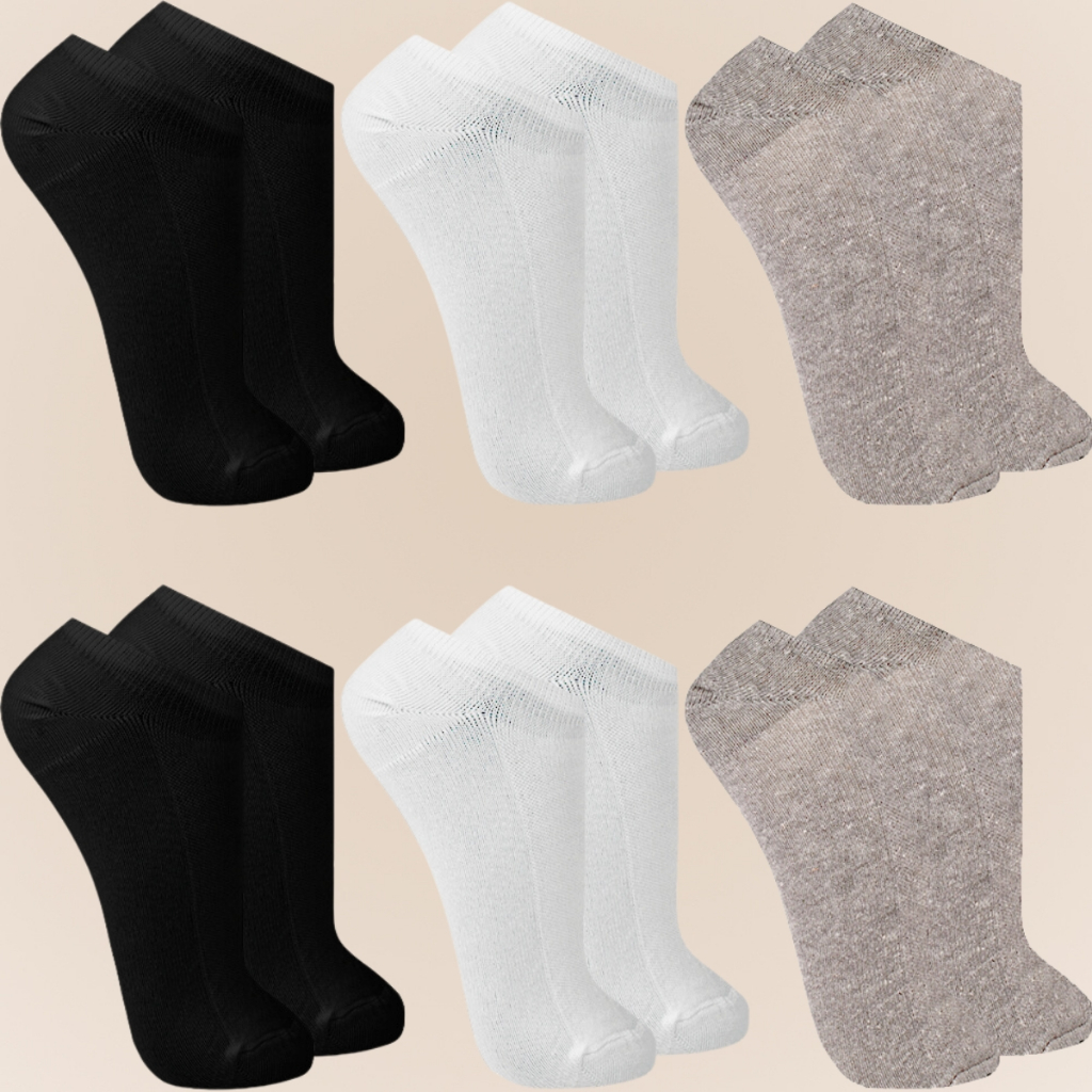 Kit com 6 Pares de Meias Esportiva Lisa Modelo Cano Curto Trifil Sport Calcanhar Verdadeiro Básica - Women Clothes