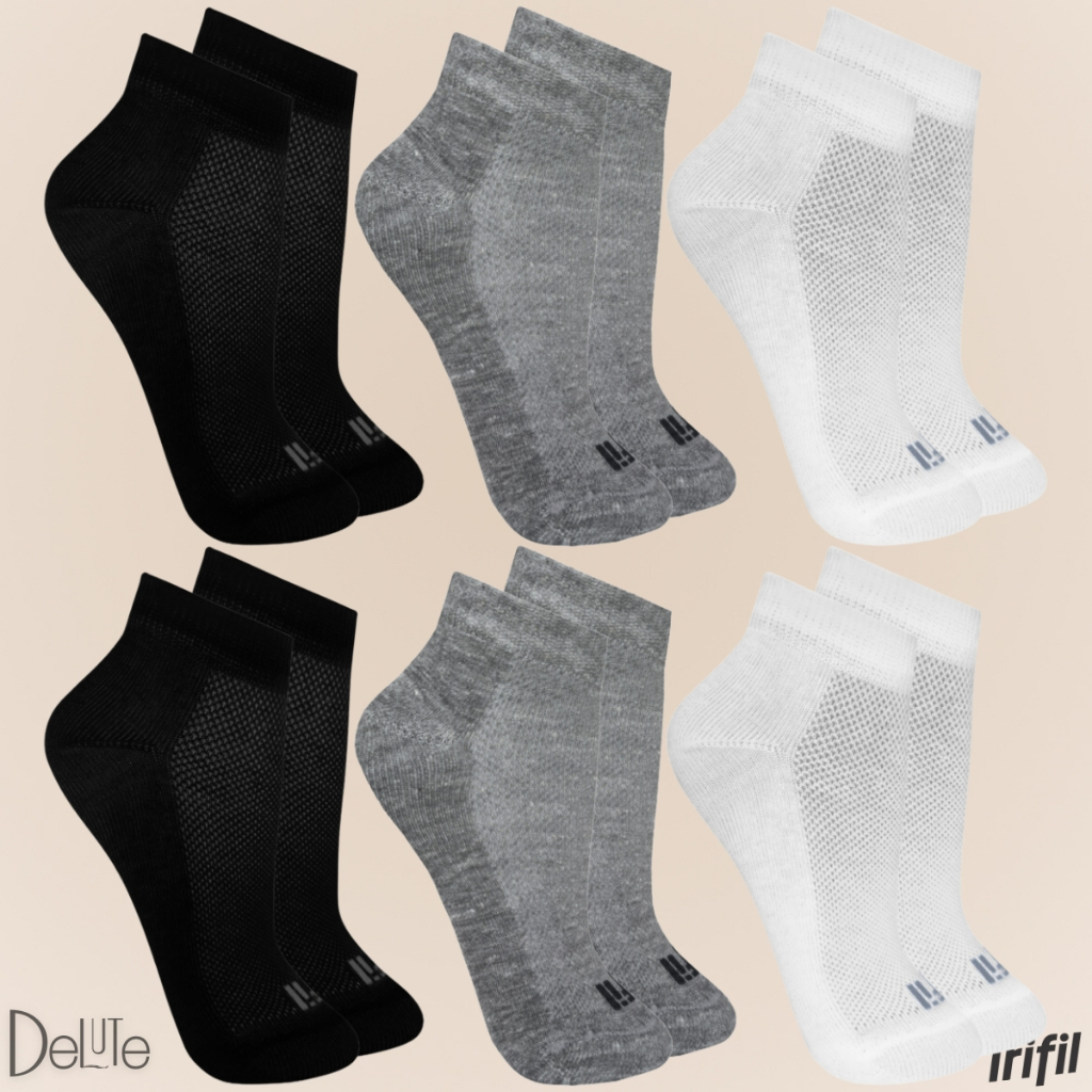 Kit com 6 Pares de Meias Modelo Cano Baixo Lisa Trifil Básica Esportiva Calcanhar Verdadeiro Sport - Women Clothes
