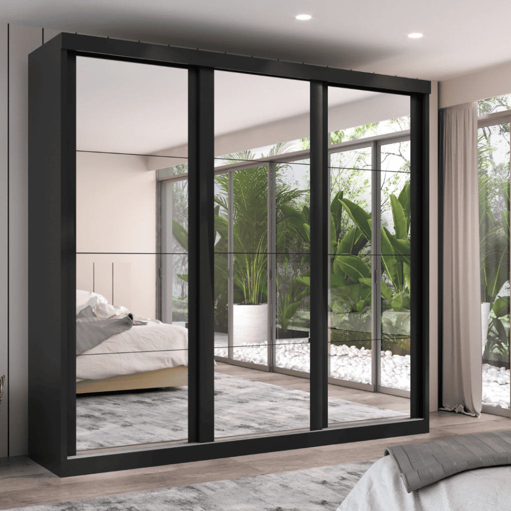 Guarda Roupa Casal Sevilha 6 gavetas com espelho nas 3 portas em Oferta na Shopee