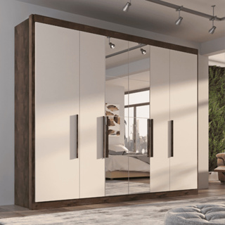 Guarda Roupa Casal Valencia 6 Portas 6 Gavetas C/ Espelho em Oferta na Shopee