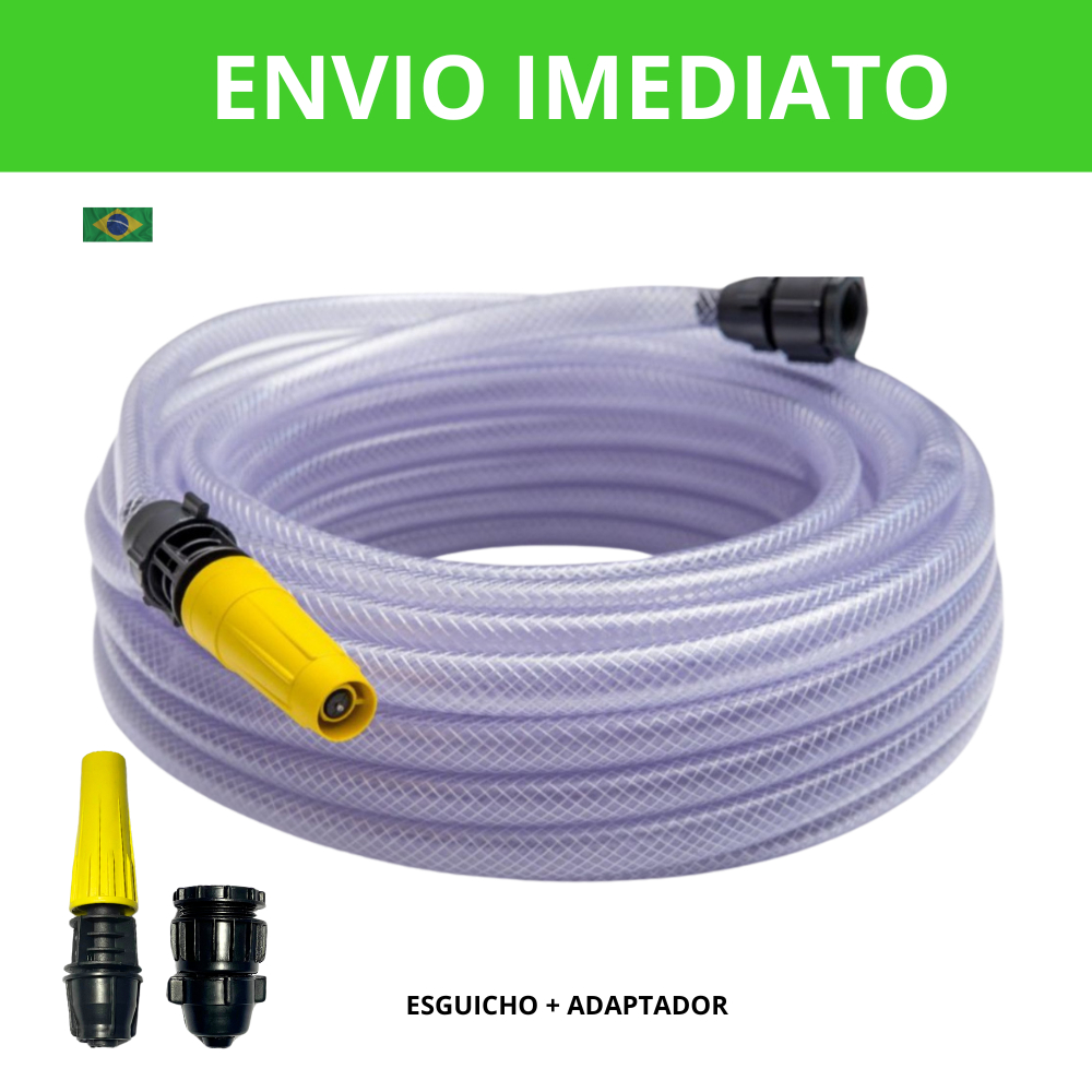Mangueira De Jardim Cristal Trançada Transparente Camadas + Kit Conexão e Esguicho em Oferta na Shopee