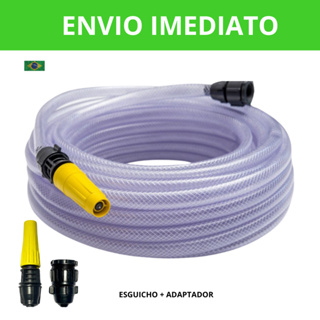 Mangueira De Jardim Cristal Trançada Transparente Camadas + Kit Conexão e Esguicho em Oferta na Shopee
