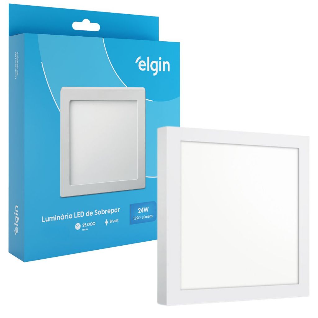 Luminária Painel Plafon Sobrepor Quadrado Led 24w Bivolt ELGIN