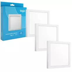 Kit 3 Painel Plafon Sobrepor Quadrado Led 24w Bivolt ELGIN