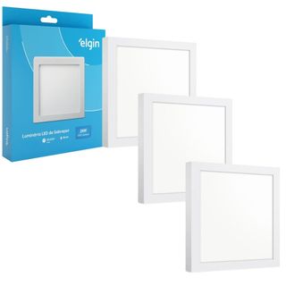 Kit 3 Painel Plafon Sobrepor Quadrado Led 24w Bivolt ELGIN em Oferta na Shopee