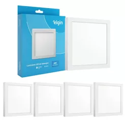 Kit 4 Painel Plafon Sobrepor Quadrado Led 24w Bivolt ELGIN