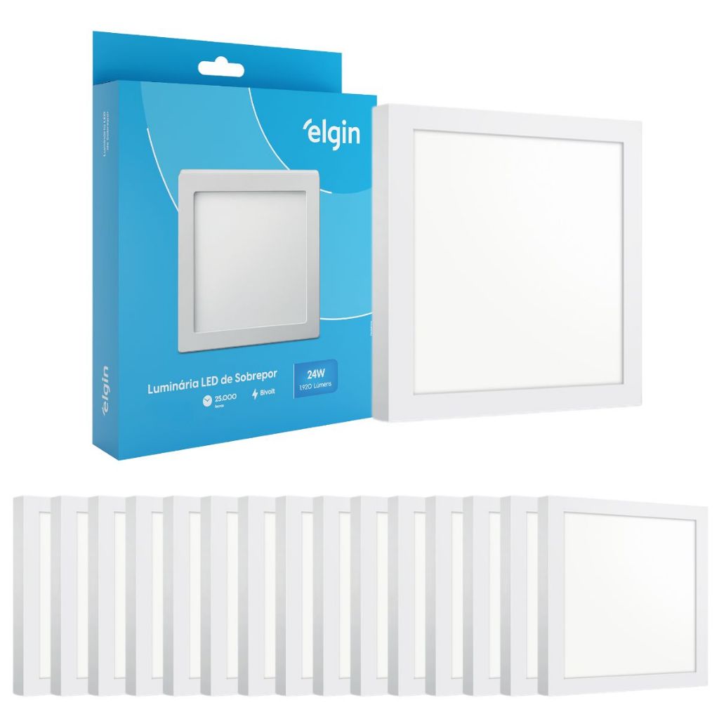 Kit 15 Painel Plafon Sobrepor Quadrado Led 24w Bivolt ELGIN em Oferta na Shopee