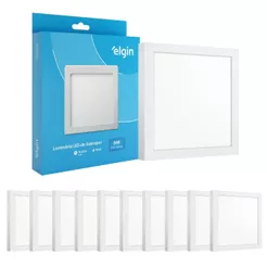 Kit 10 Painel Plafon Sobrepor Quadrado Led 24w Bivolt ELGIN