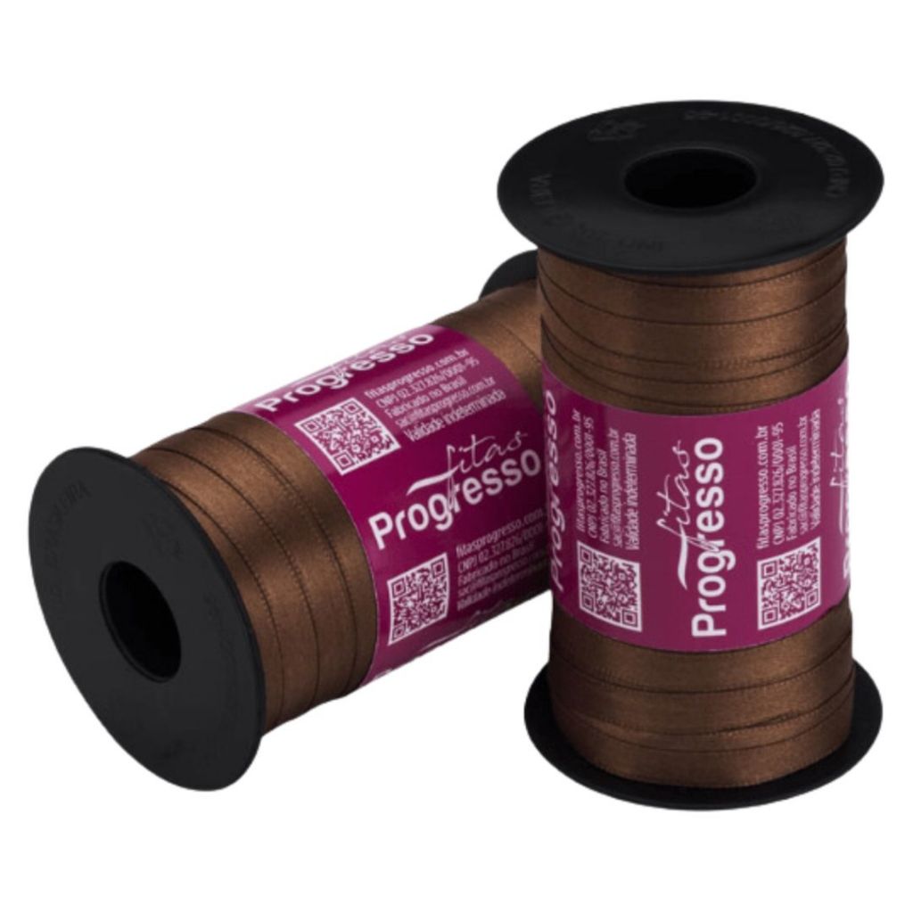 1~4 Fita de Cetim Marrom 100 Metros 7Mm - Cód-391 - Stationery