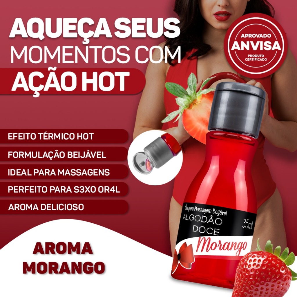 ÓLEO BEIJÁVEL ALGODÃO DOCE 35ML HOT PARA UMA EXPERIÊNCIA SUAVE