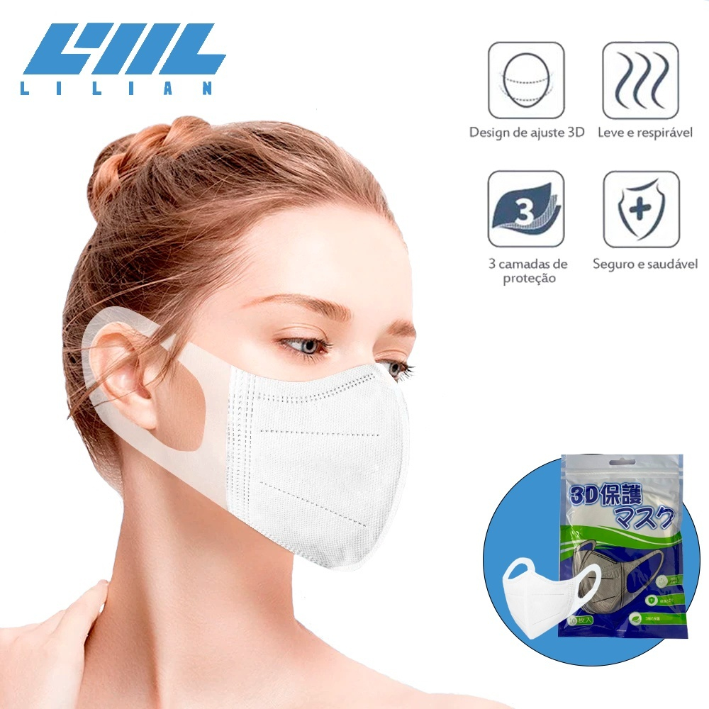 Mascara Descartável 3D Três Camadas Super Forte Proteção 50-150 Unidades