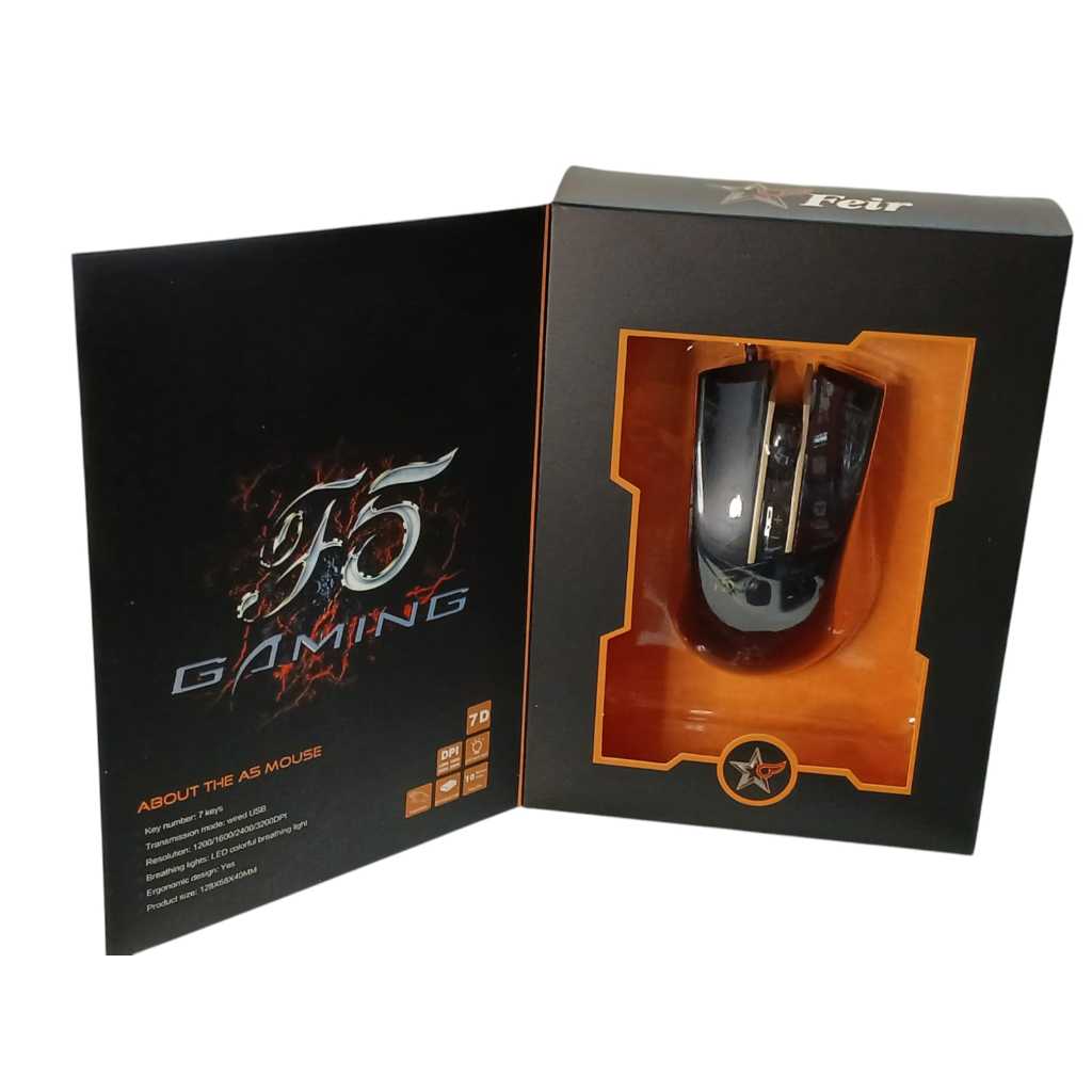 Mouse Gamer Com Fio Usb Rgb Led Óptico 3200dpi Feir F5