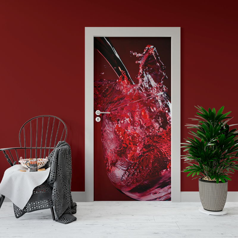 TAÇA DE VINHO 02511 - Adesivo Para Portas De Madeira Ou Vidro, Cozinha, Bebida, Wine